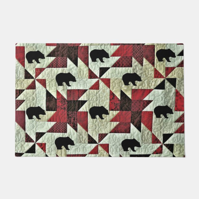 Black Bear Quilt Doormat (Front)