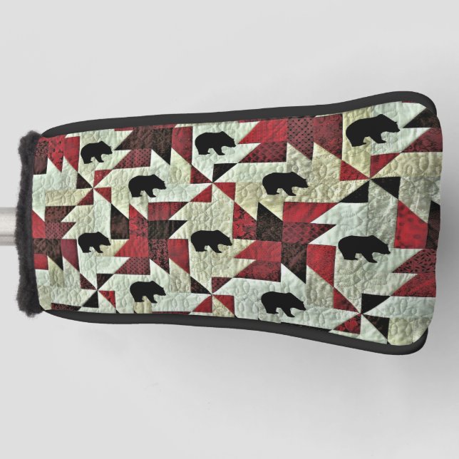 Black Bear Quilt Golf Head Cover (Front)