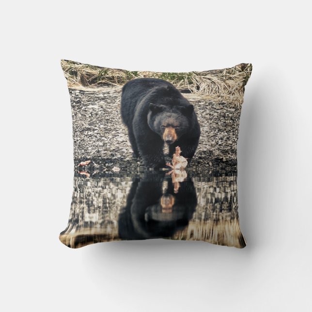 Black Bear Reflections Cushion (Front)