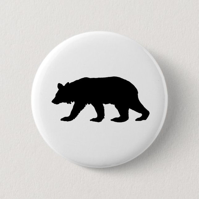 Black Bear Silhouette 6 Cm Round Badge (Front)