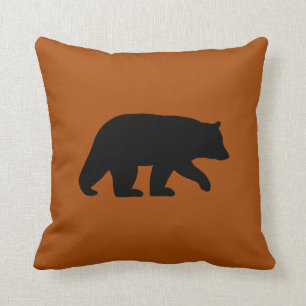 Black Bear Silhouette Burnt Orange Wild Country Cushion