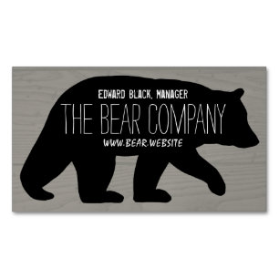 Black Bear Silhouette Country Wildlife Campground Magnetic Business Card