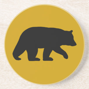 Black Bear Silhouette - Custom Background Colour Coaster