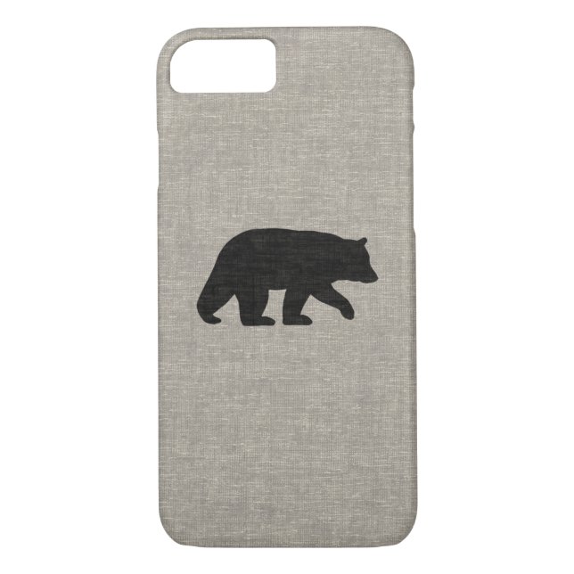 Black Bear Silhouette Faux Linen Burlap Style Case-Mate iPhone Case (Back)