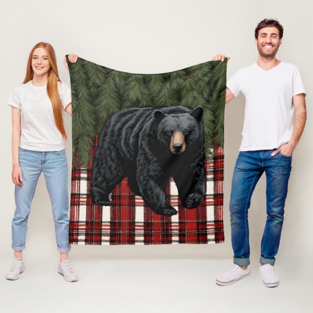 Black Bear Silhouette Fleece Blanket (In Situ)
