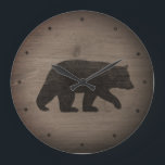 Black Bear Silhouette Large Clock<br><div class="desc">Black Bear Wall Clock. Wood design is printed,  not real wood.</div>