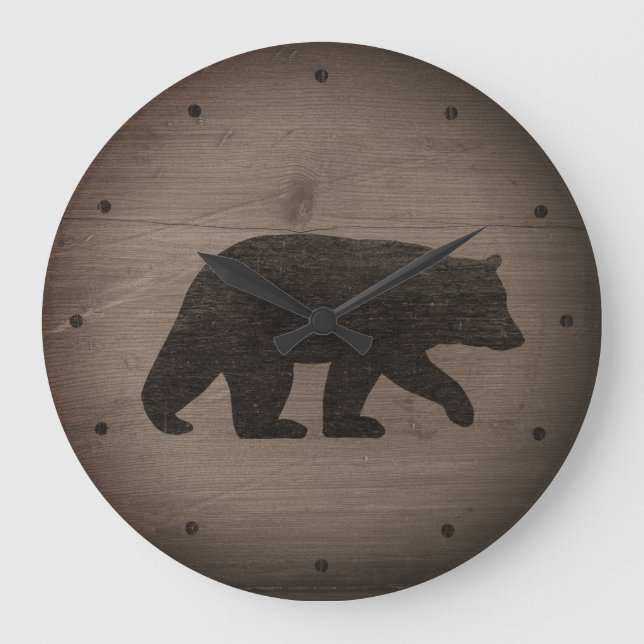 Black Bear Silhouette Large Clock (Front)