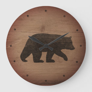 Black Bear Silhouette Large Clock
