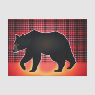 Black Bear Silhouette On Plaid Tissue Paper
