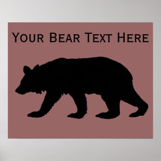 Black Bear Silhouette Template Poster
