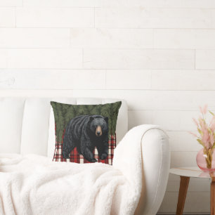 Black Bear Silhouette Throw Pillow