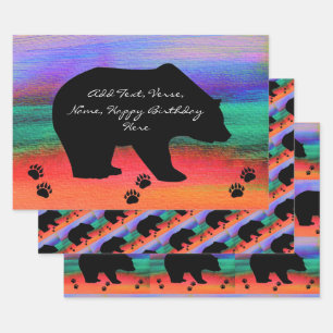 Black Bear Silhouette Wrapping Paper Sheet