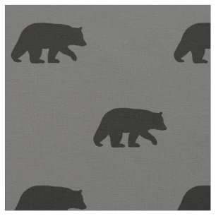 Black Bear Silhouettes Pattern Fabric