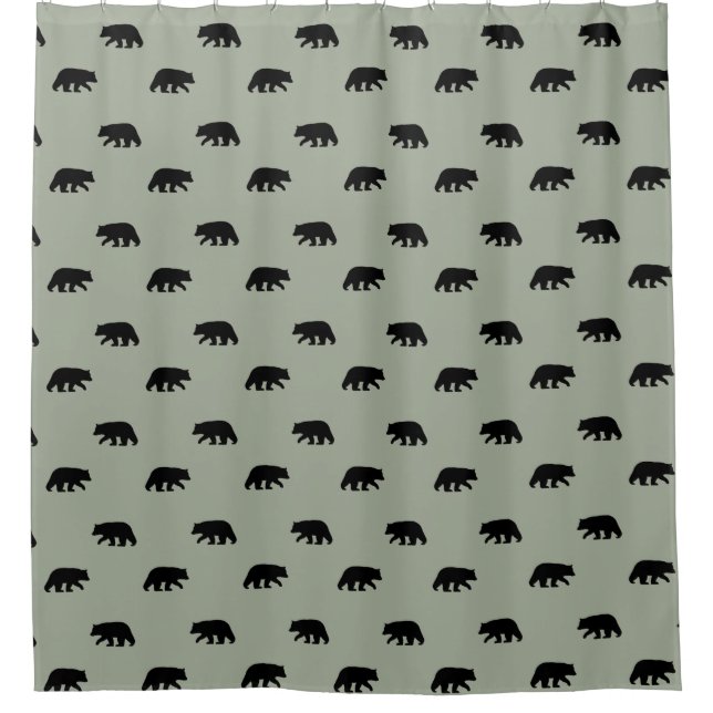Black Bear Silhouettes Pattern Shower Curtain (Front)