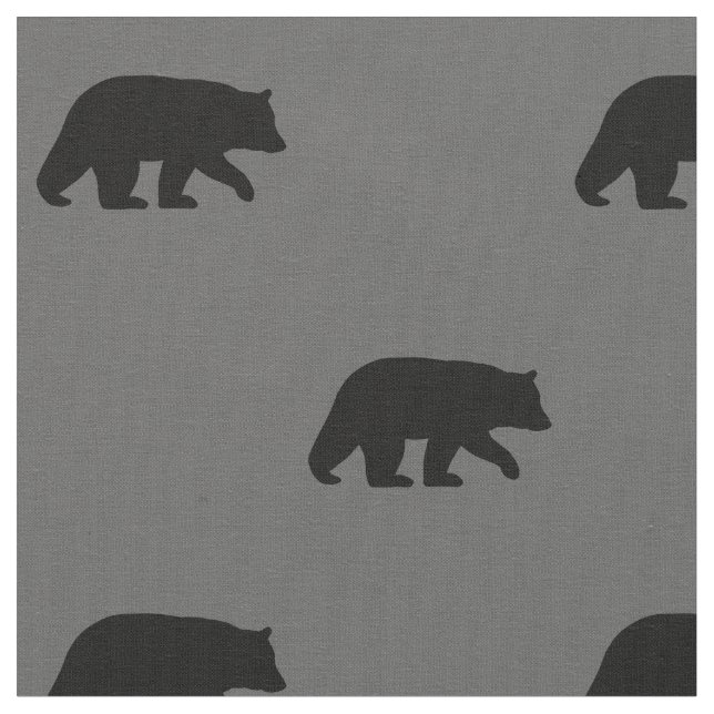 Black Bear Silhouettes Wildlife Patterned Fabric (Close Up)