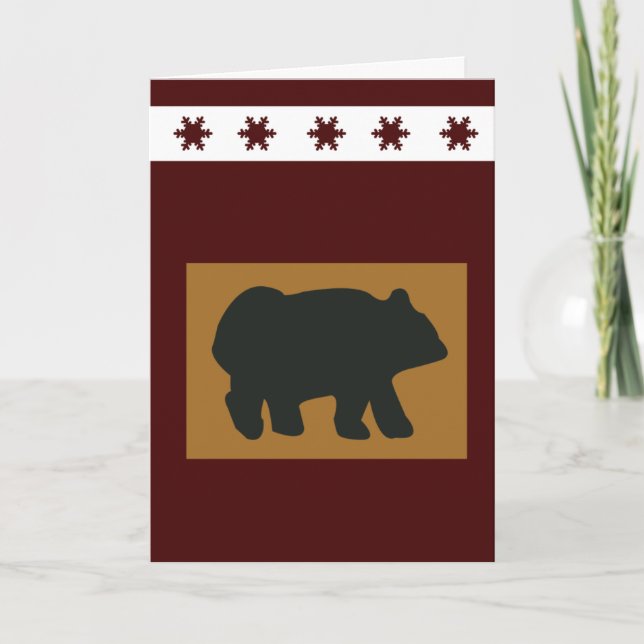 Black Bear Snowflake Holiday Greeting Card (Front)