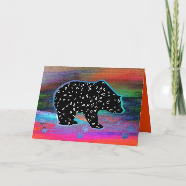 Black Bear Spirit Northern Light Colours Card (Front)