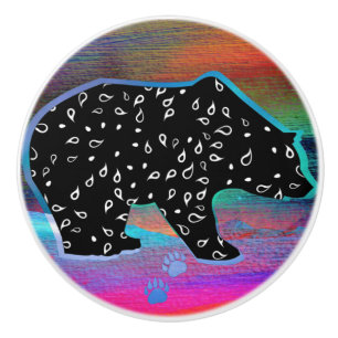 Black Bear Spirit Northern Light Colours Ceramic K Knob