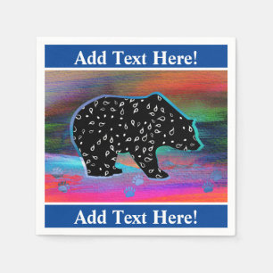 Black Bear Spirit Northern Light Colours Napkins