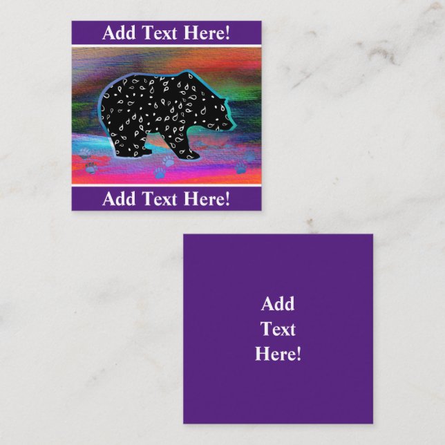 Black Bear Spirit Northern Light Colours Square Bu Square Business Card (Front/Back)