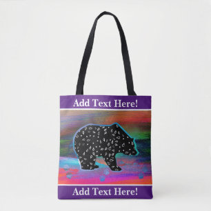 Black Bear Spirit Northern Light Colours Tote Bag