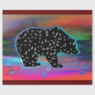 Black Bear Spirit Northern Light Colours Wrapping Paper