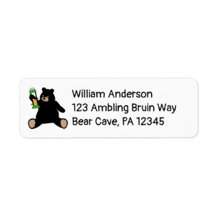 Black Bear Stealing a Bird Feeder Return Address Label
