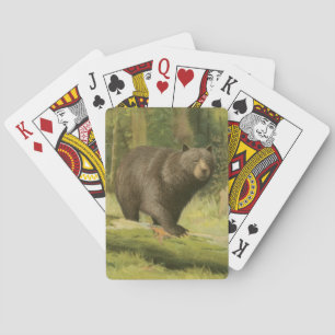 Black Bear Stepping on a Tree Trunk Playing Cards