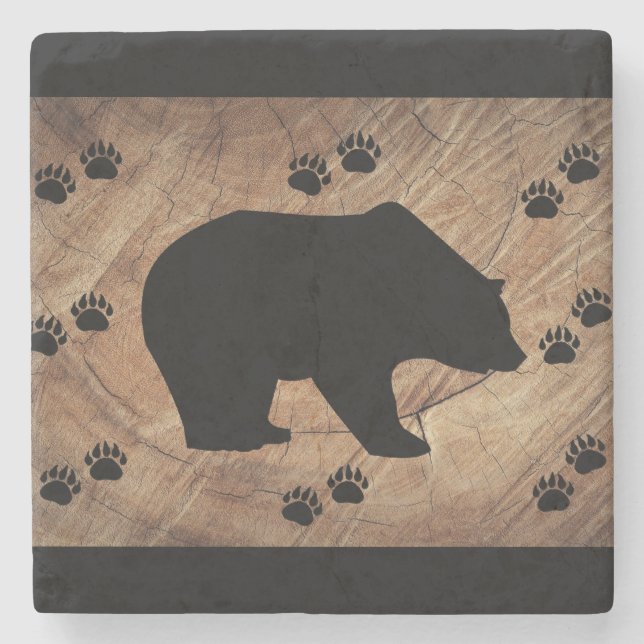 Black Bear Stone Coaster (Front)