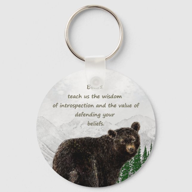 Black Bear Totem Animal Spirit Guide Key Ring (Front)