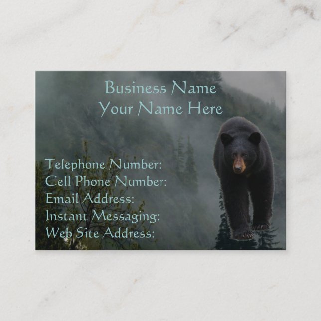 Black Bear Wildlife & Misty Forest Business Cards (Front)