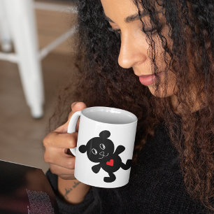 Black Bear with Red Heart Coffee Mug