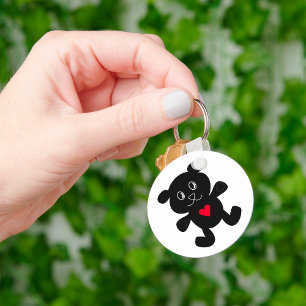 Black Bear with Red Heart Key Ring