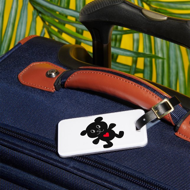 Black Bear with Red Heart Luggage Tag (Creator Uploaded)