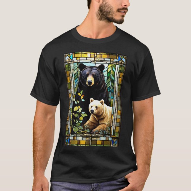 Black Bear with Spirit Bear Cub T-Shirt (Front)
