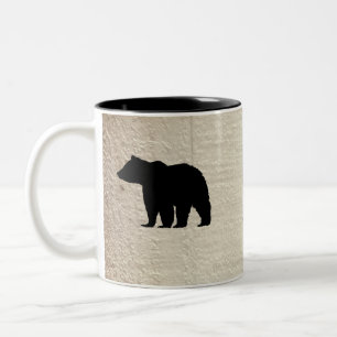 Black Bear Wood Painting Rustic Style Two-Tone Coffee Mug