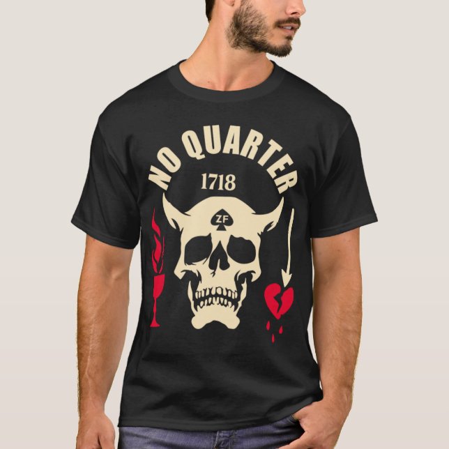 Black Beard No Quarter 1718 T-Shirt (Front)