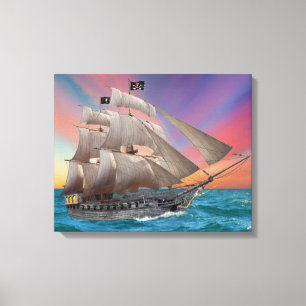 BLACK-BEARD’S PIRATE SHIP CANVAS PRINT