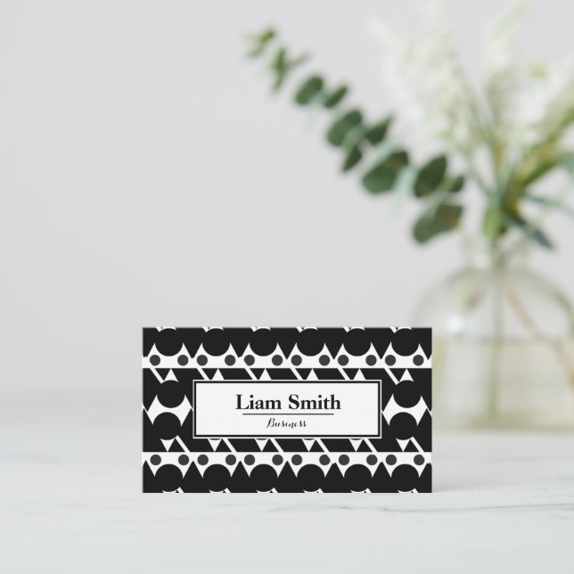 Black beard Simple Repeat Pattern Business Card (Standing Front)