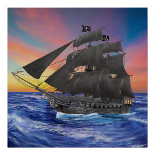 Black Beard's Pirate Ship Poster