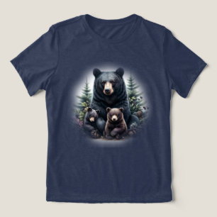 Black Bears Amid Forest Setting Tri-Blend Shirt