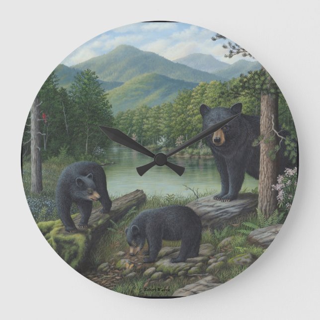Black Bears Wall Clock (Front)