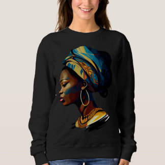Black Beautiful African Attire Woman Painting Mela Sweatshirt
