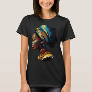 Black Beautiful African Attire Woman Painting Mela T-Shirt