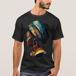 Black Beautiful African Attire Woman Painting Mela T-Shirt