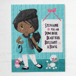 Black Beautiful and Brave Girl Jigsaw Puzzle<br><div class="desc">Personalised Multicultural Puzzle with positive affirming message for children. Please check out more of my personalised gifts.</div>