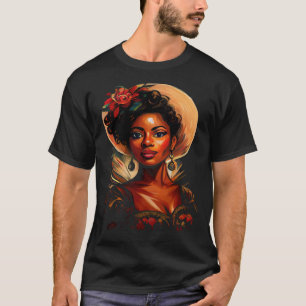 Black Beautiful Classy Melanated Black Woman Flowe T-Shirt