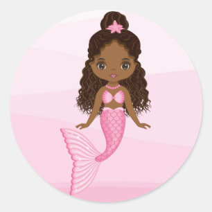 Black Beautiful Mermaid with Pink Fishtail Sticker
