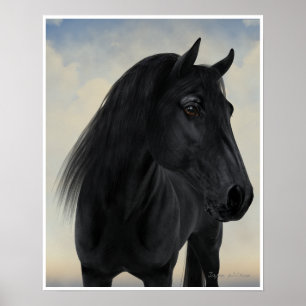 Black Beauty - Black Friesian Horse Portrait Poster