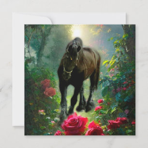Black Beauty Friesian Horse Fantasy - Greeting Car Invitation